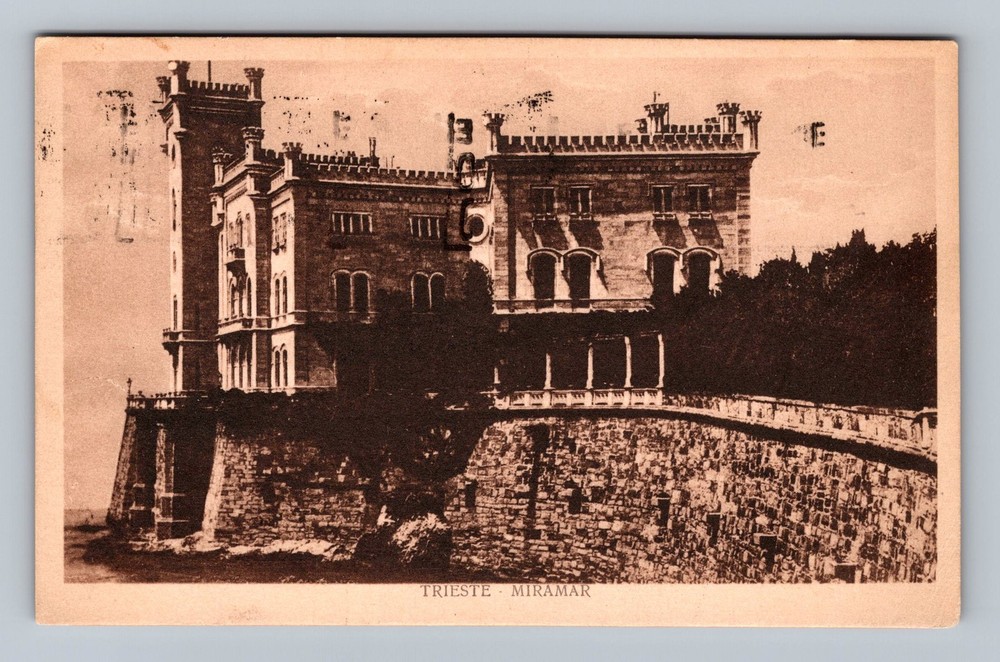 Italy- Trieste Miramar Castle Standard Souvenir Old View Vintage c1926 Postcard