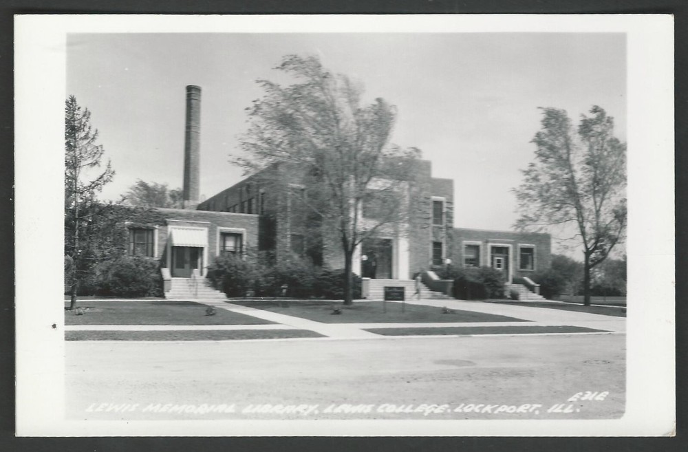 LOCKPORT ILLINOIS Lewis College Library RPPC L.L. Cook Real Photo Postcard