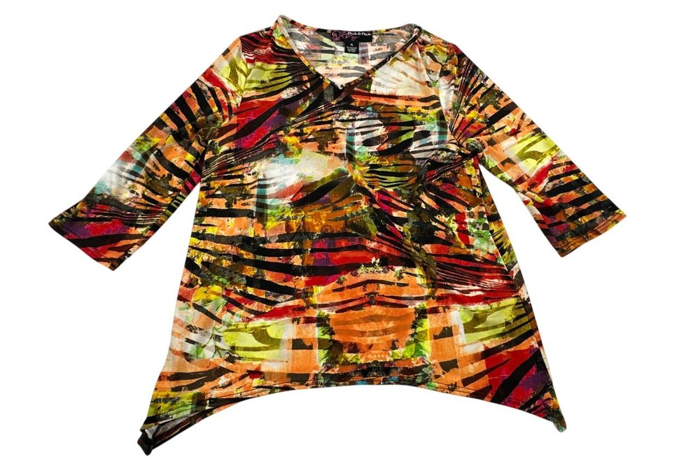 Peck & Peck Multicolor Animal Wild Colorful Boho Blouse. Women's - Size PL