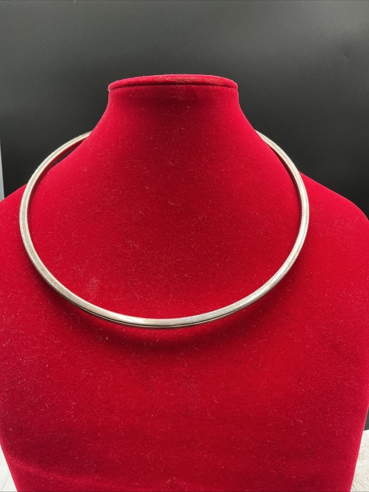 Vintage Mexican .925 Sterling Silver Collar Choker Necklace 14”