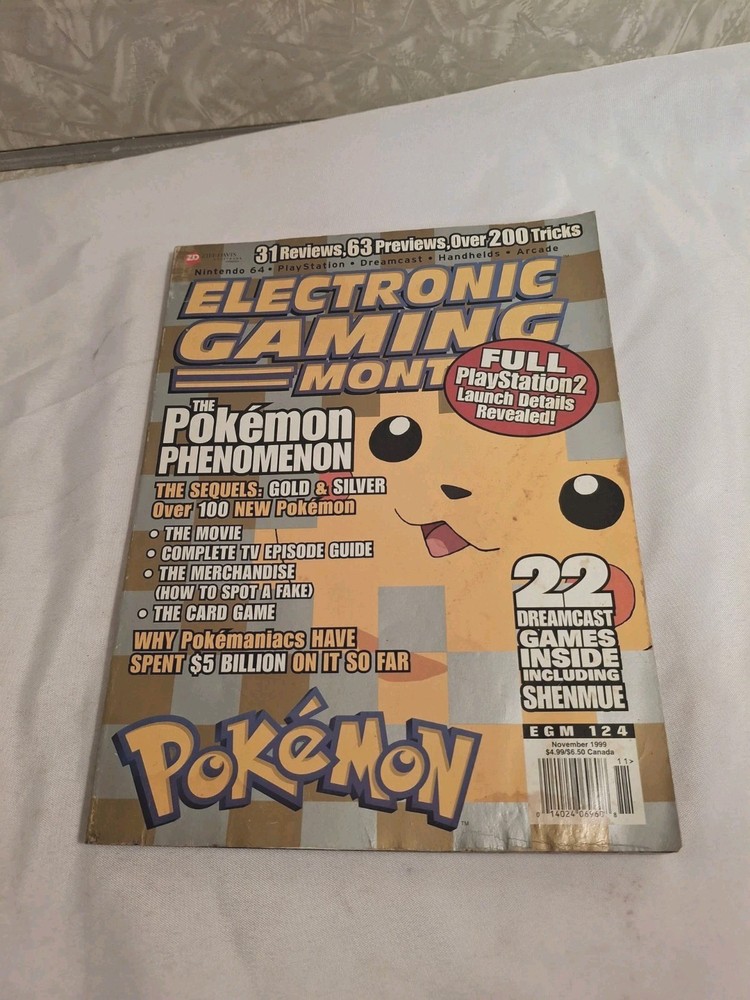 Electronic Gaming Monthly Magazine #124 Nov 1999 Pokemon Resident Evil 2 Ad READ