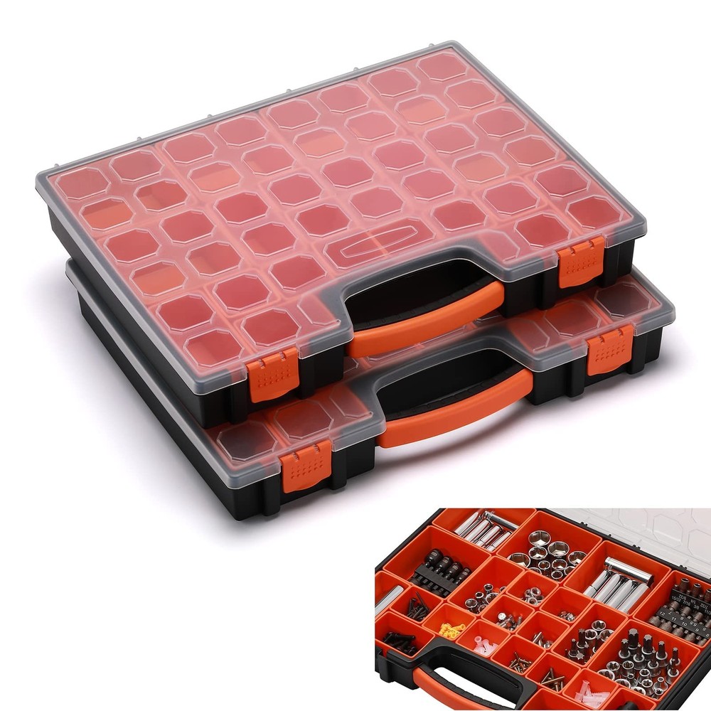 2PCS Multi-Compartment Professional Toolbox Organizer with 22 Storage Bins