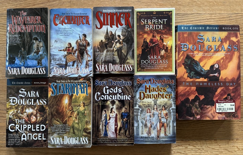 Lot 9 SARA DOUGLASS Fantasy Novels Enchanter Wayfarer