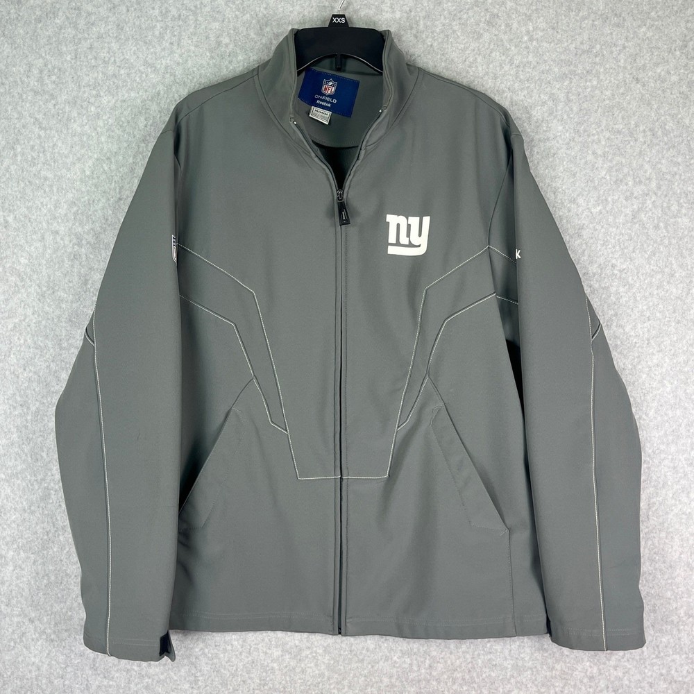 Reebok NFL On Field New York Giants Mens M Gray Full Zip Softshell Jacket Logo