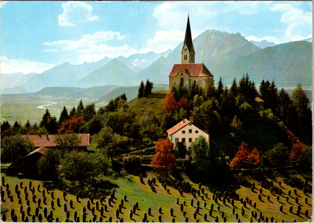 Vintage Postcard Zell Am Ziller Tirol Austria Church And Mountain View