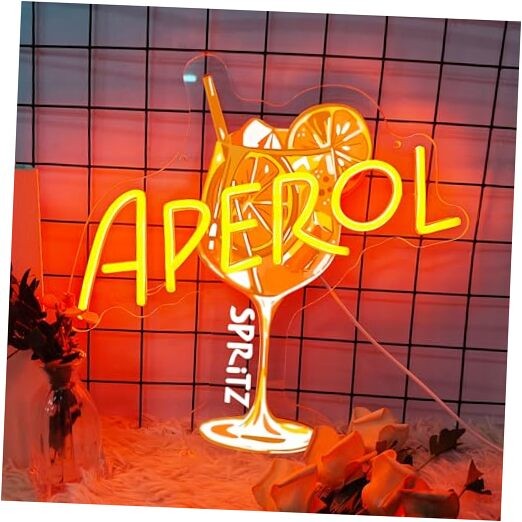 Aperol Spritz Neon Sign, LED Cocktail Wall Light for Home Bar, Aperol Aperitif