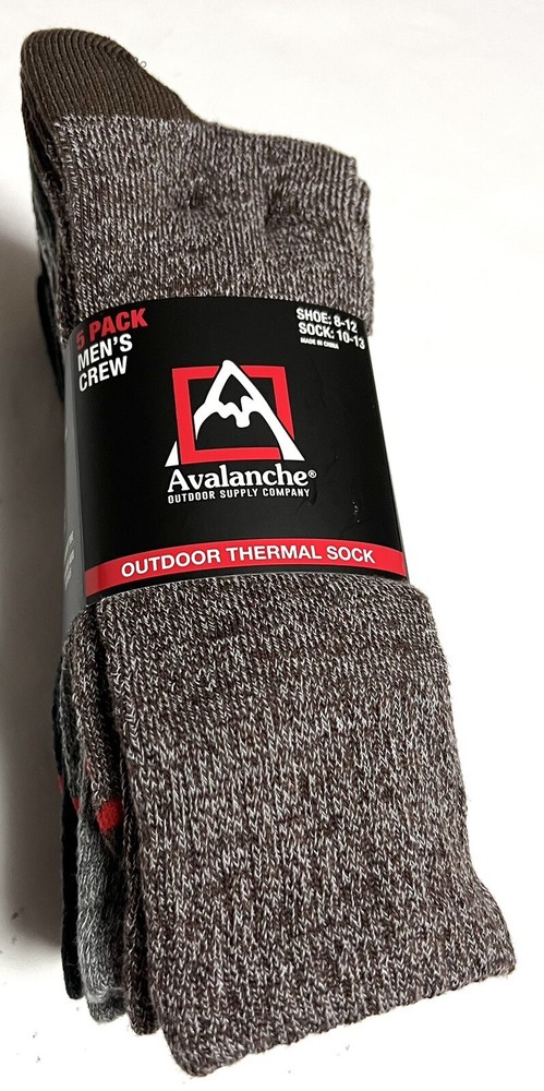 Avalanche Men's Crew Thermal Sock Outdoor 360-Cushion Arch Support Shoe Sz 8-12
