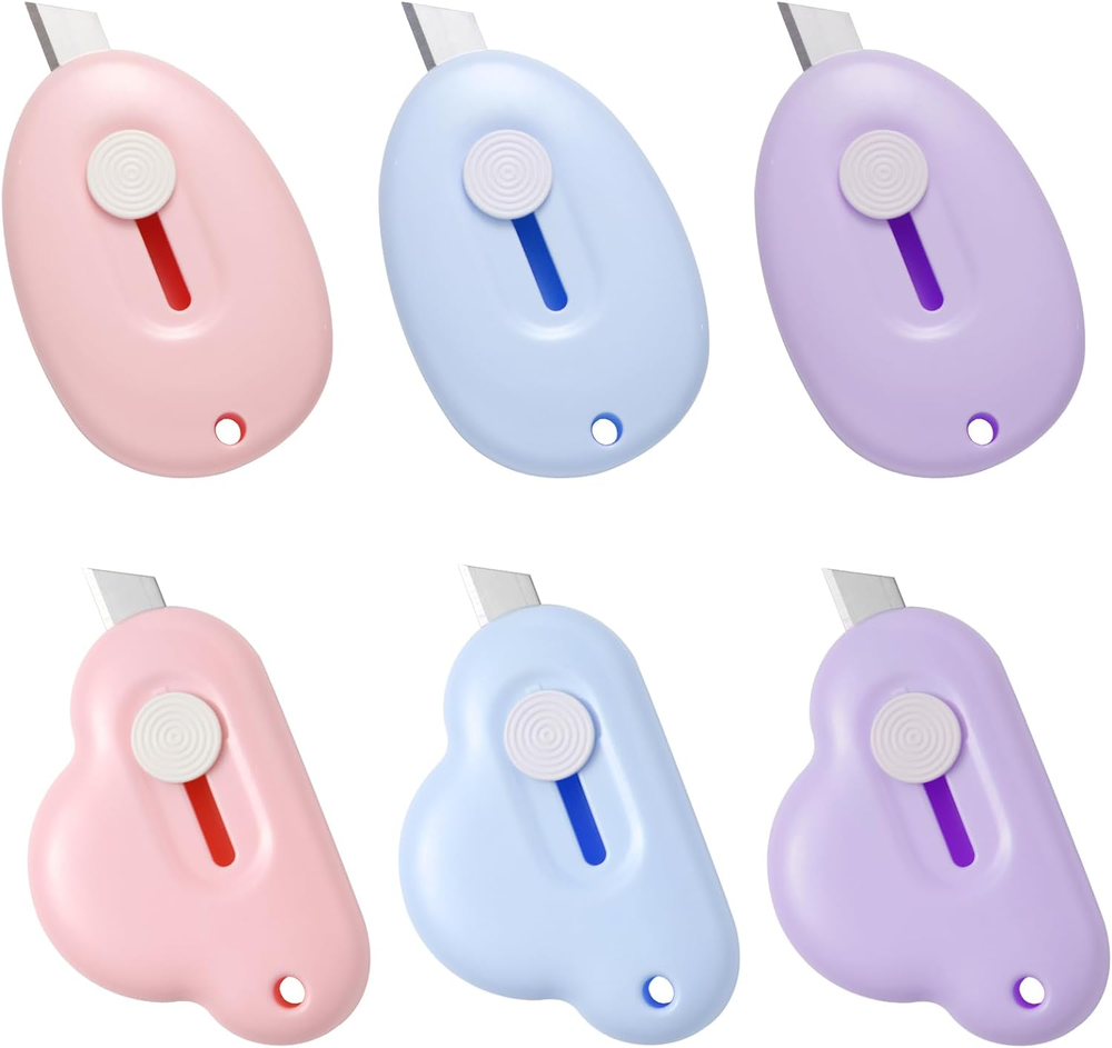 6pcs Mini Cloud Box Cutter, Portable Art Utility Retractable Knife Ceramic Pocke