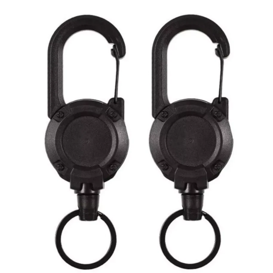 Heavy Duty Retractable Carabiner Car Key Chain Badge Holder Steel Cord Keychain*