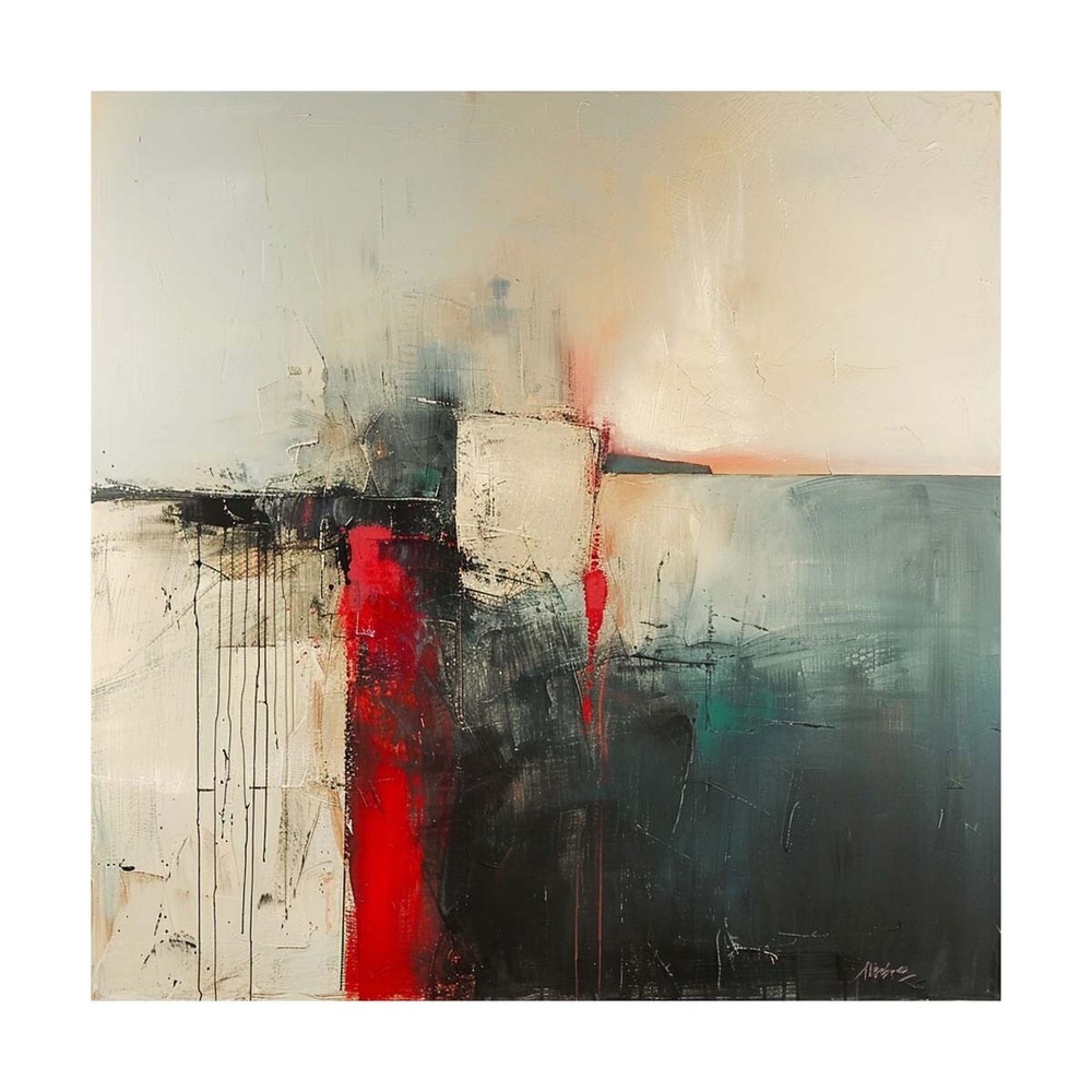 Hand Painted Abstract Painting Texture Acrylic Modern Art red Oil Painting black