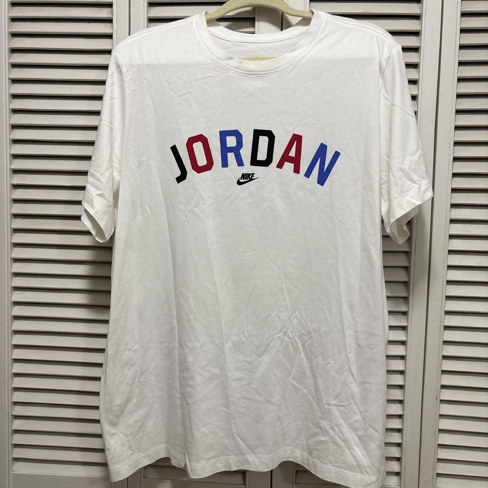 Jordan T Shirt Mens Sz M White Nike Graphic Short Sleeve Crew Neck Casual Top