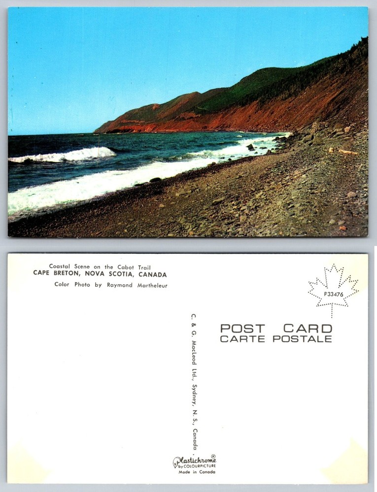 Cabot Trail Coastal Scene Postcard Cape Breton Nova Scotia Canada Plastichrome