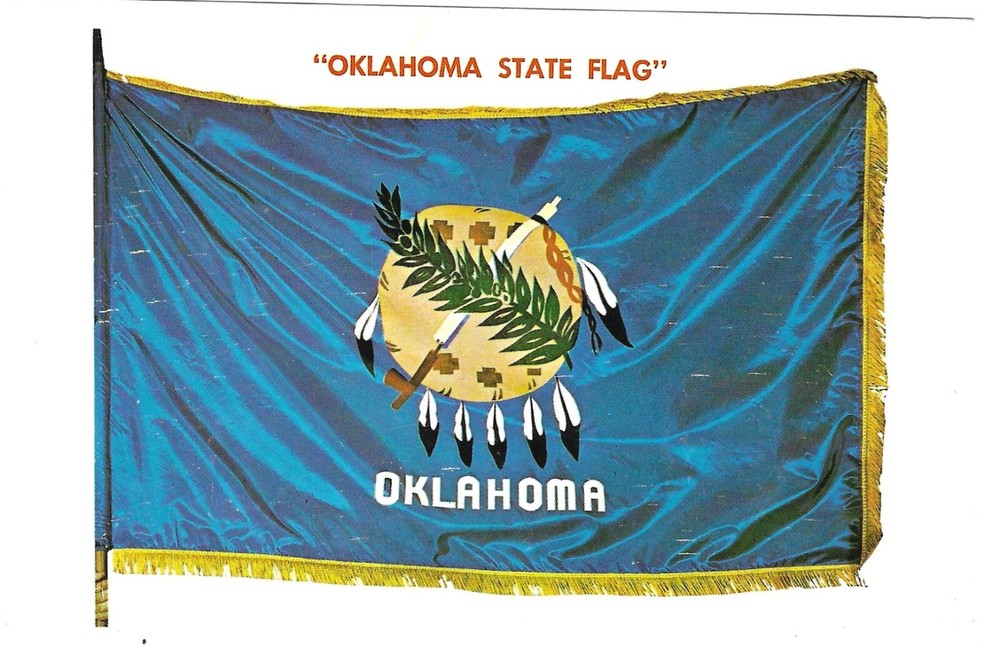 Vintage Oklahoma Chrome Postcard State Flag