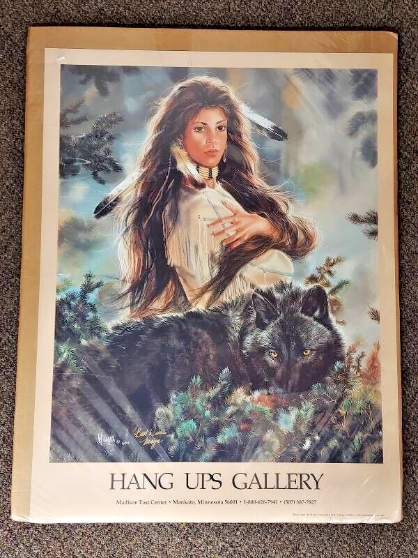 1994 SIGNED Maija LARGE Poster PRINT of Painting BLACK MAGIC 29 1/2 x 21 1/2