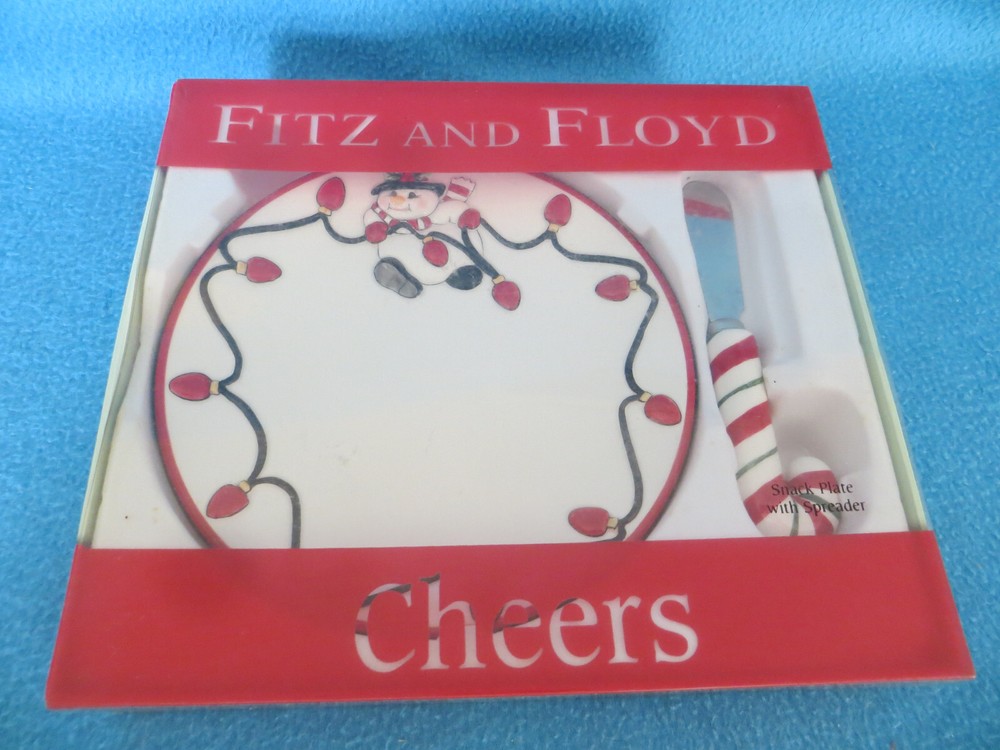 Fitz & Floyd Snowman Snack Plate & Spreader Never Used