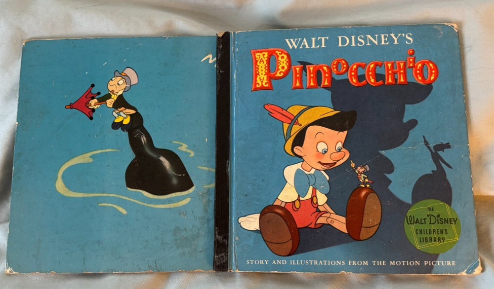 Disney Pinocchio - Whitman movie tie-in VG 1940 square shape NO DJ issued