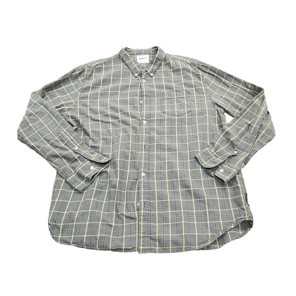 Field & Stream Shirt Mens XL Green Plaid Long Sleeve Button Front Flannel Casual