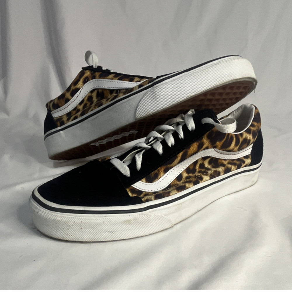 VANS Old Skool Animal Print Canvas Sneaker Unisex Adults US 8.5 Black Brown
