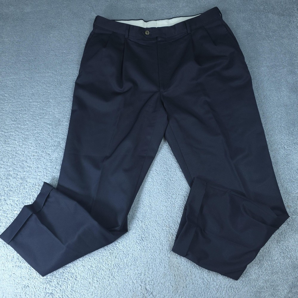Vintage Tommy Hilfiger Dress Pants Mens 36x30 Blue Pleated Cuffed Classic Fit T