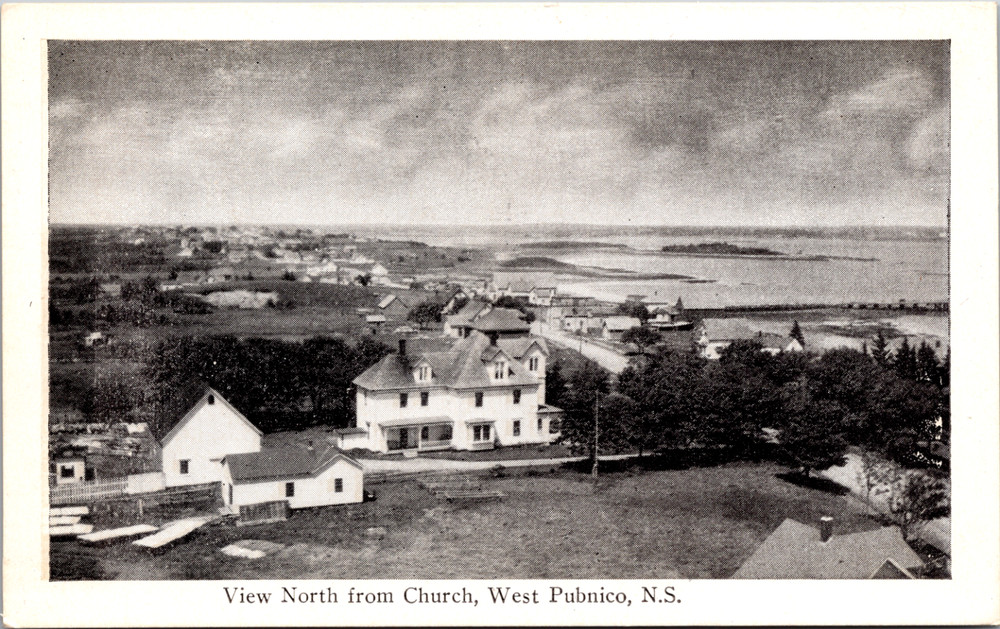 View North From Church West Pubnico Nova Scotia Canada Vintage Postcard