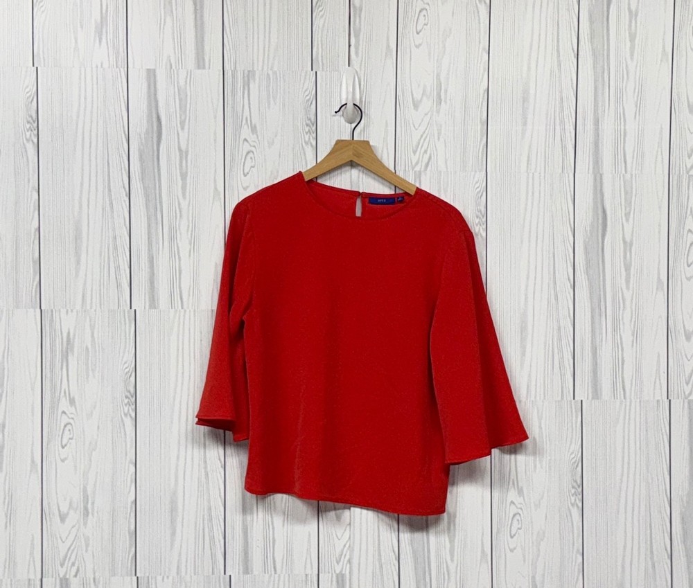 Apt9 blouse womens size small solid red long sleeve top pullover