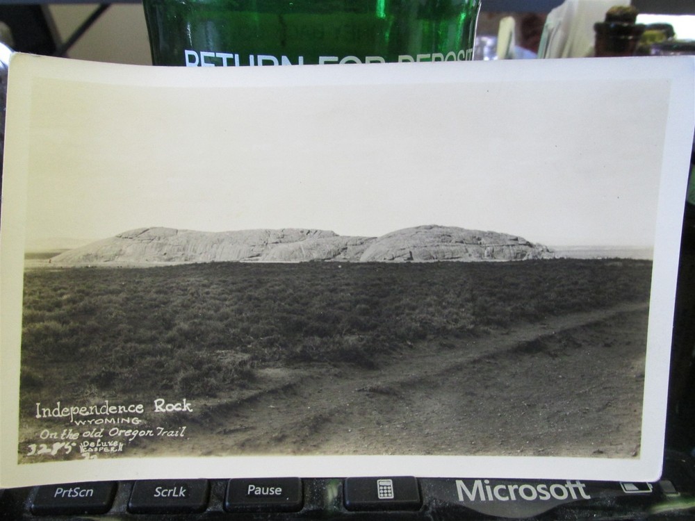 Independence Rock, Wyoming RPPC Real Photo Post Card On the old Oregon Trail