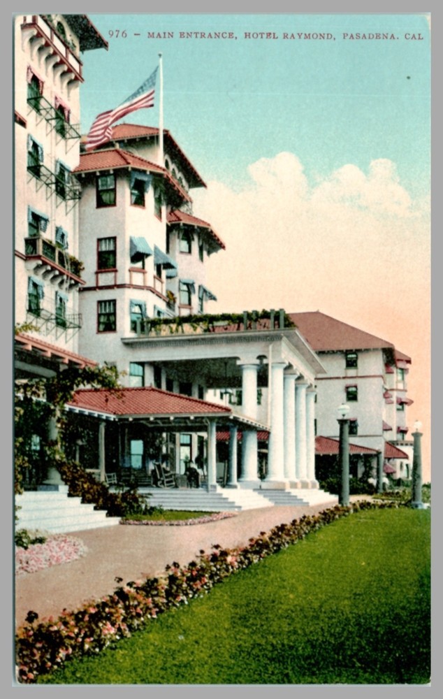 Main Entrance Hotel Raymond Pasadena California DB c1910 UNP Antique Postcard