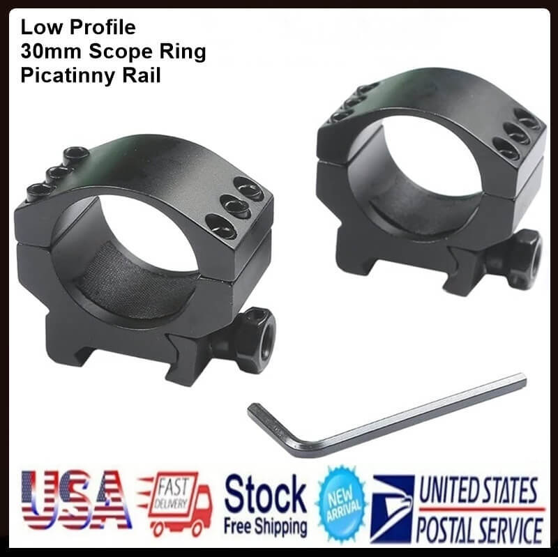 30mm Low Profile Scope Mount Rings with 6 Bolts for 20mm Picatinny Rail – Heavy Duty Durable Design