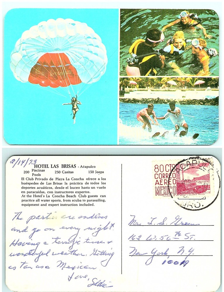 S03-3449, Hotel Las Brisas, Acapulco, Mexico, 1970 To Usa, Postcard