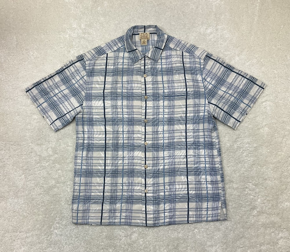 Jos. A. Bank Mens Size M Silk Short Sleeve Button Up Multicolor Plaid Shirt