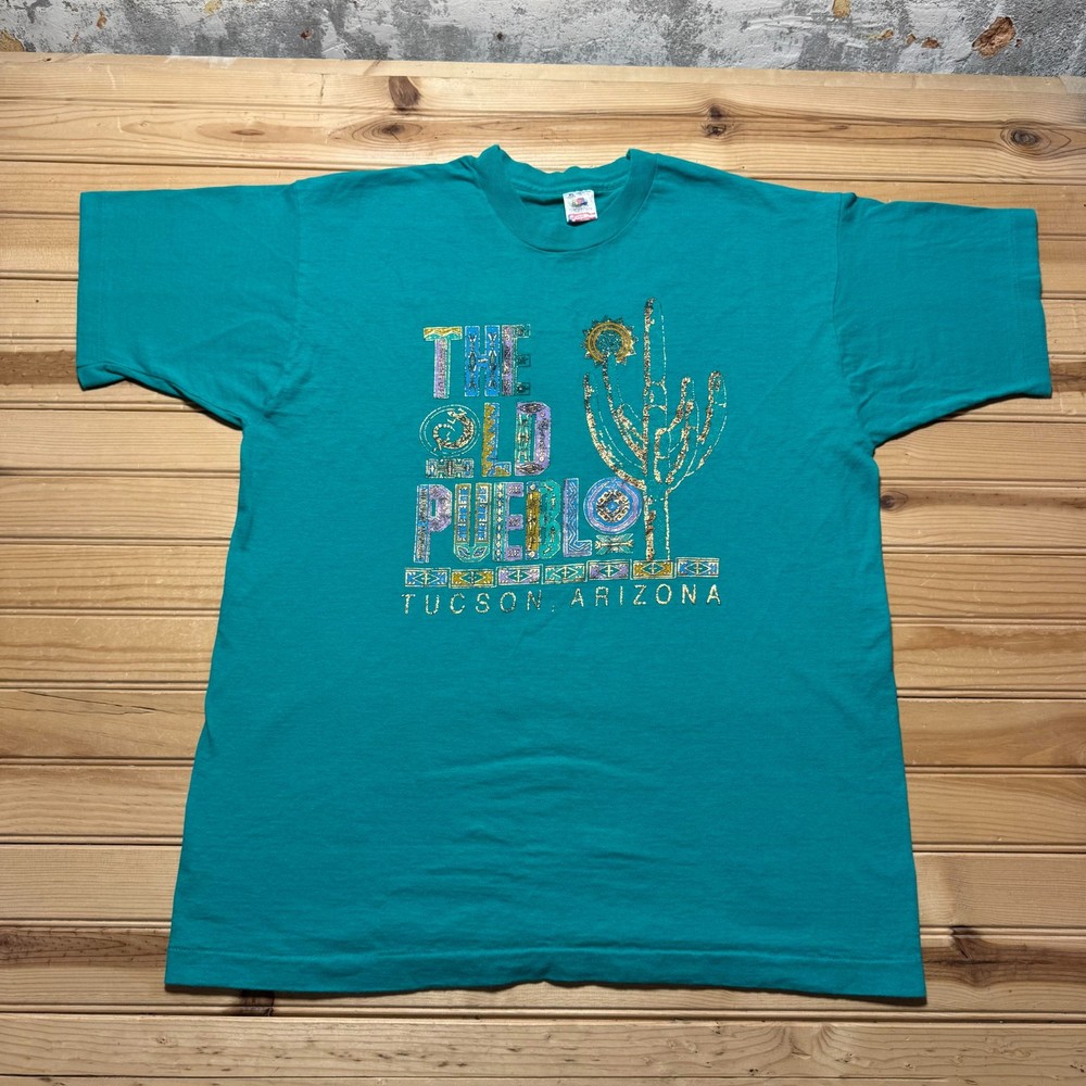 Vintage 90s The Old Pueblo Tucson Arizona Cactus Graphic Souvenir T-Shirt USA XL