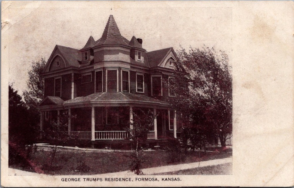 George Trumps Residence, Formosa Kansas Victorian House RPPC Postcard c1910