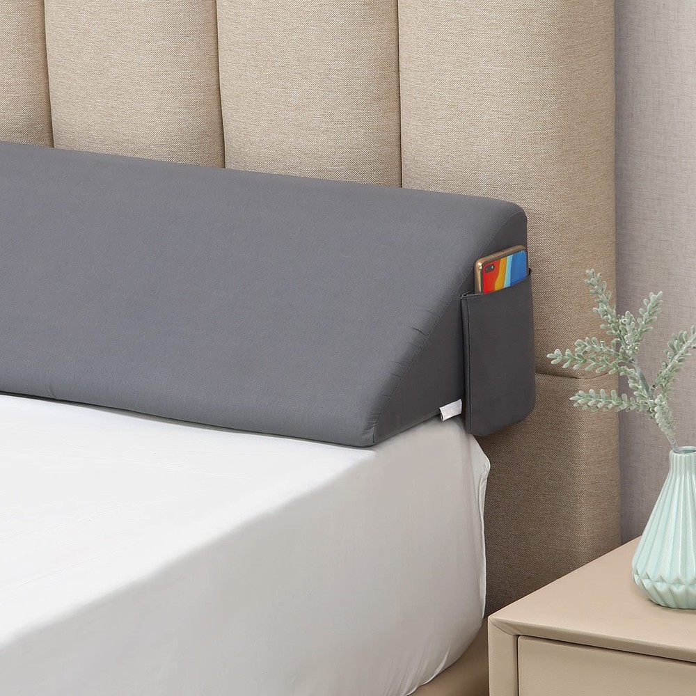 King Bed Wedge Pillow for Headboard and Mattress Gap Filler, Supports Back and Neck, Soft Foam Wedge for Comfort