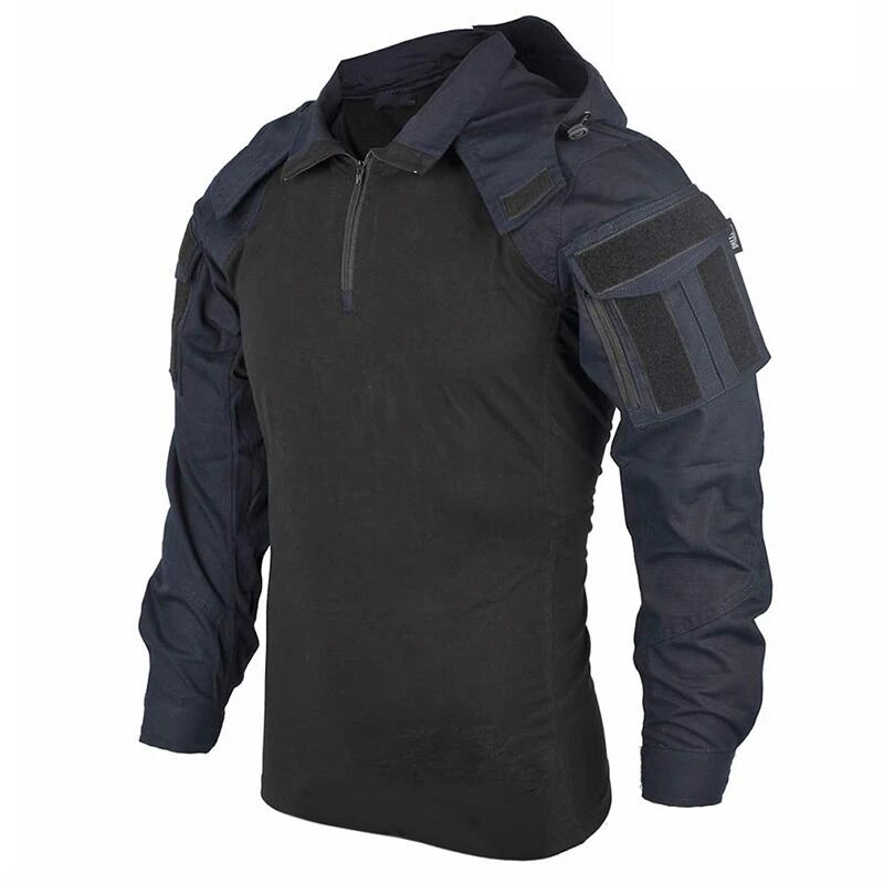 Men's Long Sleeve Tactical Shirt Combat Uniform Army G3 Hiking Shirts Camo Hoody