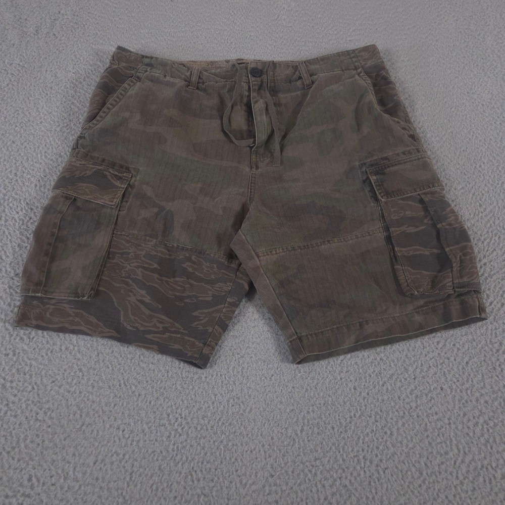Lucky Brand Shorts Mens 34 Green Cargo Ripstop Patchwork Camo 9