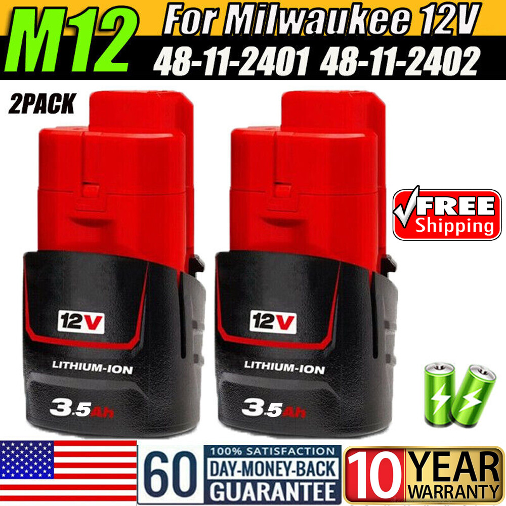 2Pack 3.5Ah MILWAUKEE M12 12V Lithium Ion Battery 48-11-2401 48-11-2460