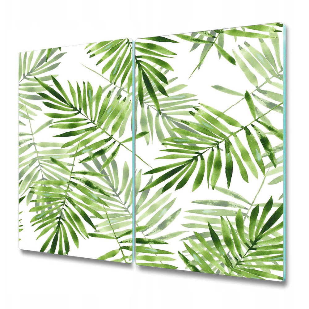 Glass Induction Ceramic Hob Cover Worktop Saver Watercolour Leaves 2x30x52