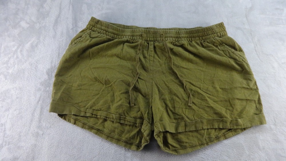 Old Navy PullOn Shorts Womens XL Olive Green High Rise Linen Blend Beachy