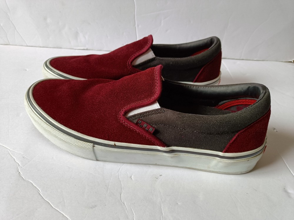 Vans Slip On Shoes Men's Size 10 Burgundy Low Top Sneakers