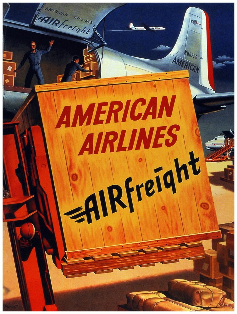 5610.Decoration Poster American Aviation Freight.wooden freight.Interior design