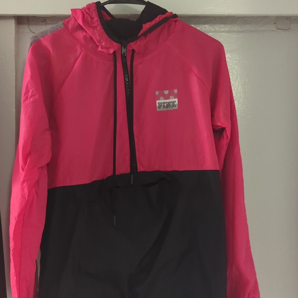PINK Victoria's Secret Colorblock Hooded Half-Zip Windbreaker Jacket XS-S