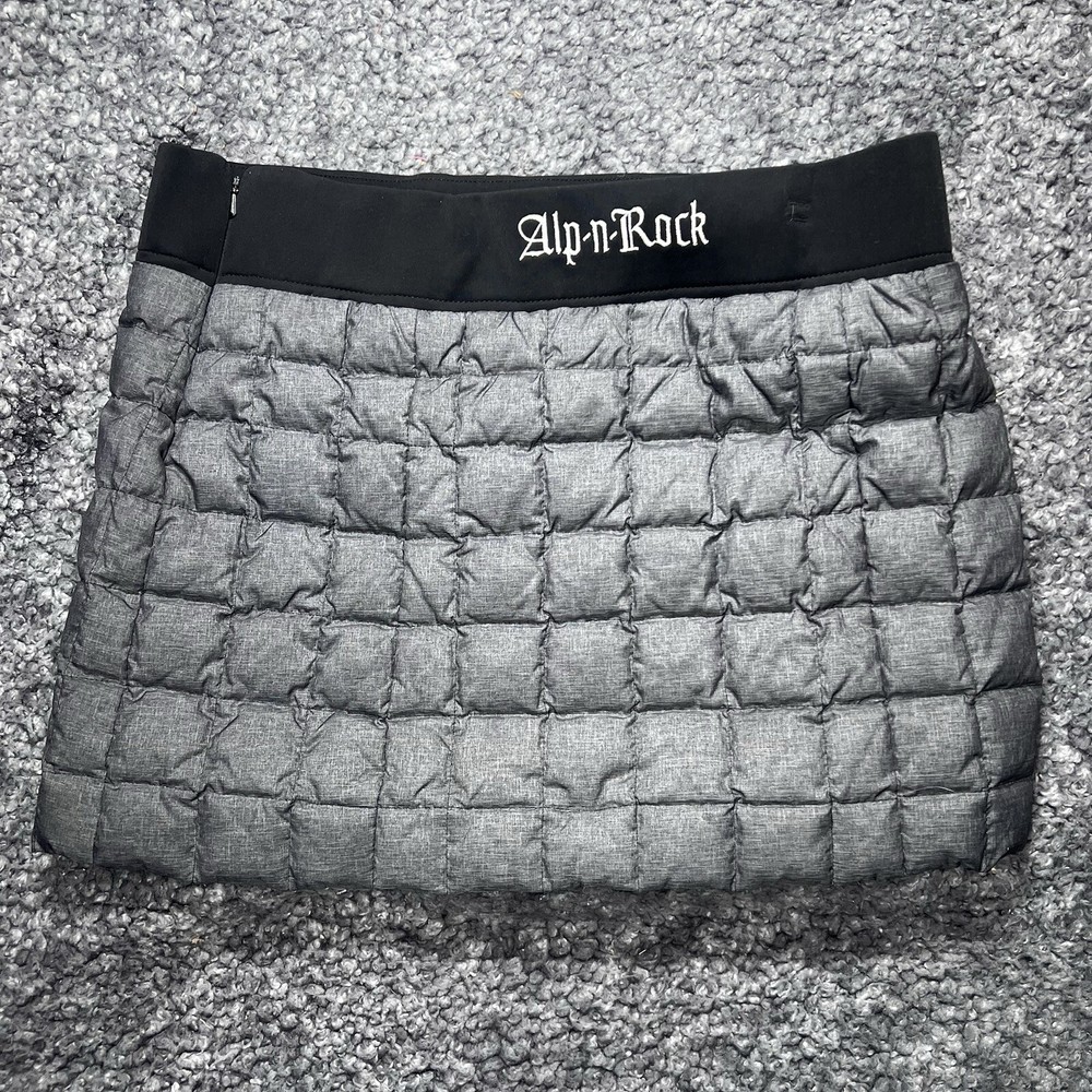 Alp n Rock Alpine Down Quilted Puffer Mini Skirt Apres Ski Black Gray Size 8