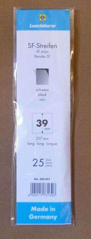 LIGHTHOUSE STAMP MOUNTS BLACK Pack 25 Strips 217mm x 39mm - Ref. No. 303 451