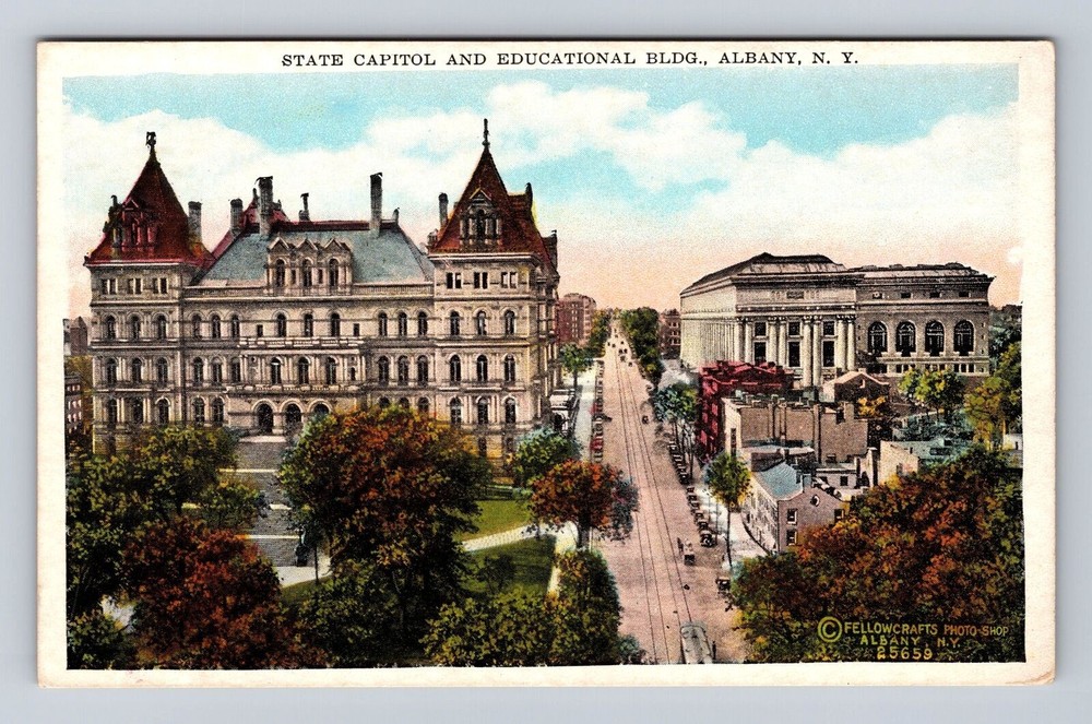 Albany NY-New York, State Capitol And Educational Building, Vintage Postcard