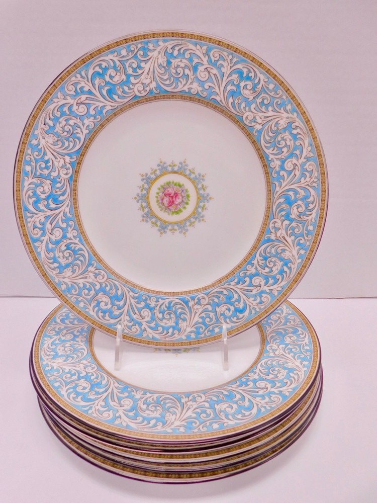 Set of 6 Wedgwood Florentine Turquoise Dinner Plates #2