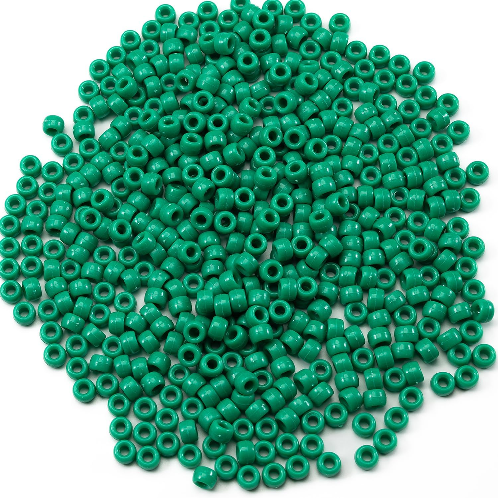 1000 Pcs 6x9mm Green Acrylic Pony Beads for Kandi Jewelry and Friendship Bracelets