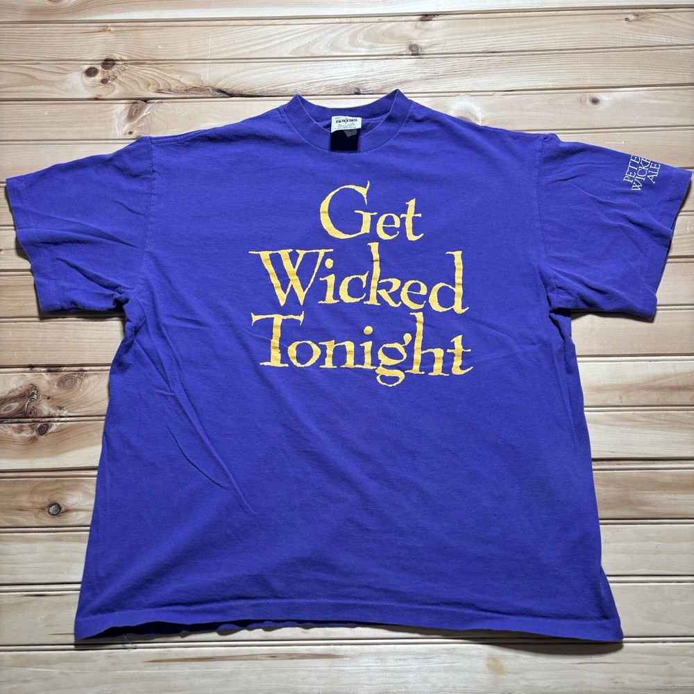 Vintage 90s Pete’s Wicked Ale Get Wicked Tonight Beer Promo Shirt Size XL Purple