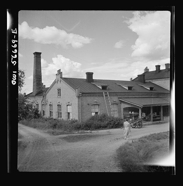 Photo:Finland 1941 Brick Factory Building Horse Cart Man