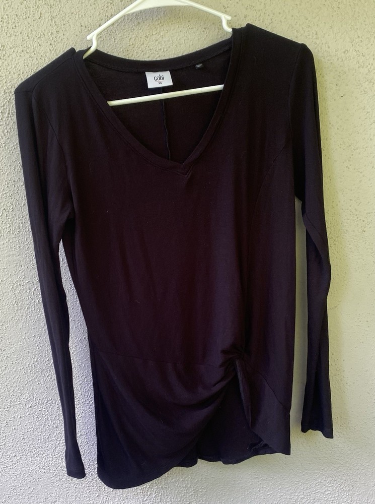 Cabi Black Knot Front Long Sleeve Blouse Women's XS