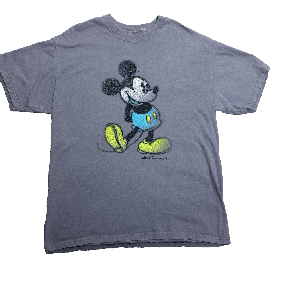 Disney Mens Mickey Mouse T-Shirt Gray Graphic Tee Walt Disney World Size Large